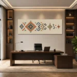 Modern Anadolu Kilim Motifleri Yatay Panoramik Kanvas Tablo - ürün görseli 1