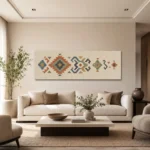 Modern Anadolu Kilim Motifleri Yatay Panoramik Kanvas Tablo - ürün görseli 2