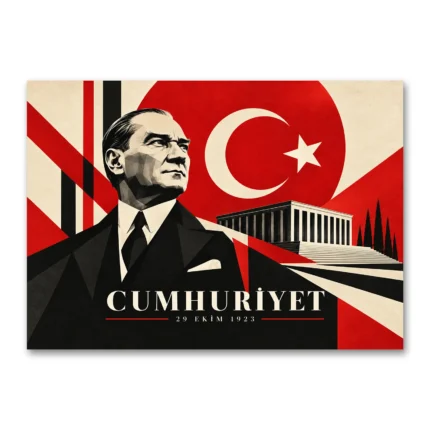 Modern Geometrik Cumhuriyet Atatürk ve Anıtkabir Kanvas Tablo