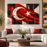 Modern Geometrik Türk Bayrağı Kanvas Tablo - ürün görseli 1