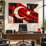 Modern Geometrik Türk Bayrağı Kanvas Tablo - ürün görseli 2