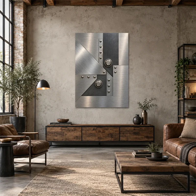 Modern Metal Geometrik Endüstriyel Kanvas Tablo - ürün görseli 1