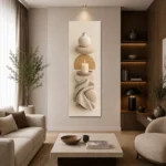 Nordik Hygge Formları Mum ve Seramik Dikey Panoramik Kanvas Tablo - ürün görseli 2