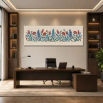 Panoramik İznik Bahçesi Çini Desenli Kanvas Tablo - ürün görseli 1