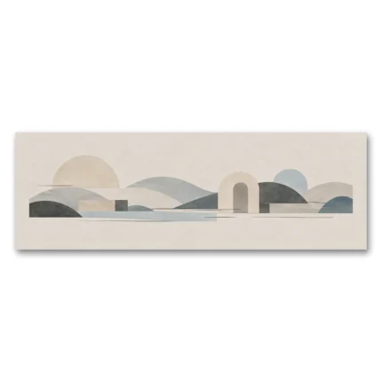 Panoramik Nordik Geometrik Ufuk Kanvas Tablo