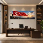 Panoramik Türk Bayrağı ve Atatürk Silüeti Kanvas Tablo - ürün görseli 2