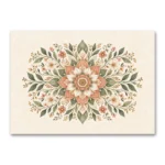Pastel Çiçekli Botanik Mandala Kanvas Tablo