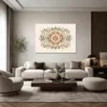 Pastel Çiçekli Botanik Mandala Kanvas Tablo - ürün görseli 2