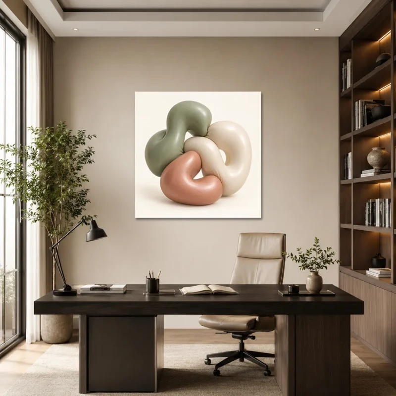 Pastel Organik Formlar 3D Modern Kanvas Tablo - ürün görseli 1