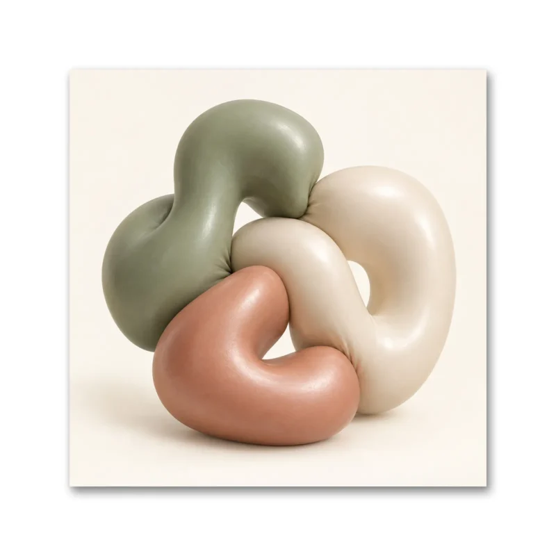 Pastel Organik Formlar 3D Modern Kanvas Tablo
