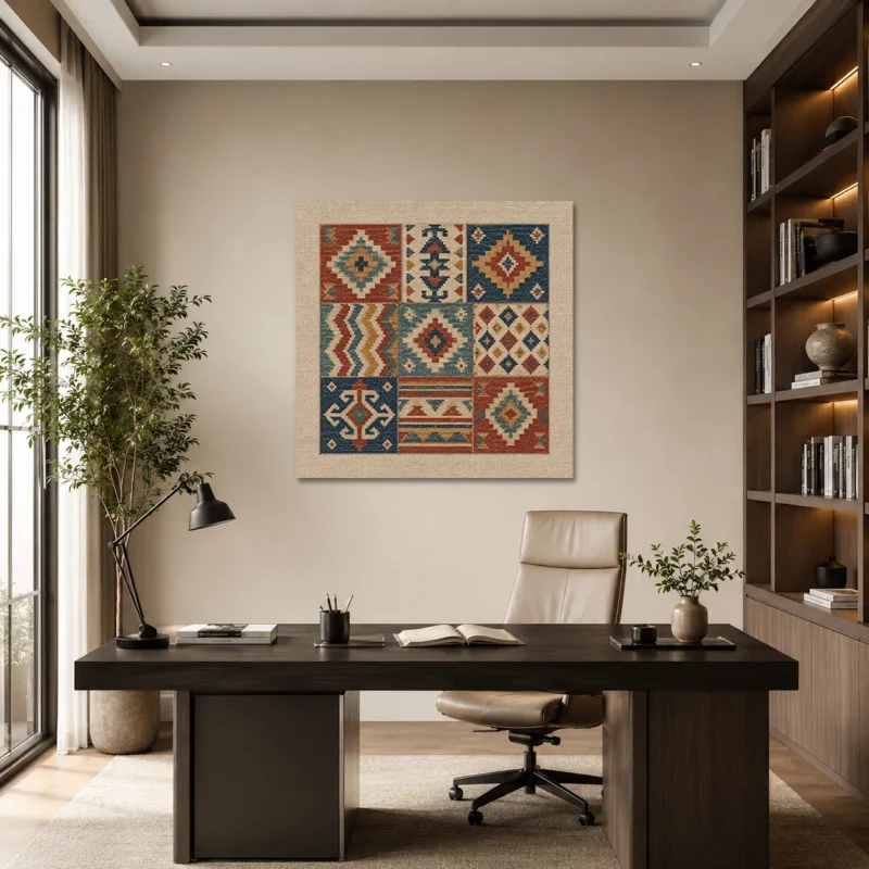 Patchwork Anadolu Kilim Motifleri Kanvas Tablo - ürün görseli 1
