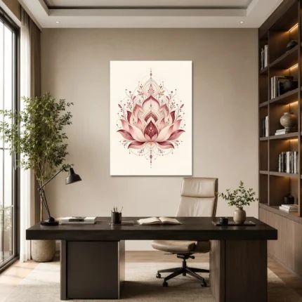 Pembe Lotus Mandala Kanvas Tablo - ürün görseli 1