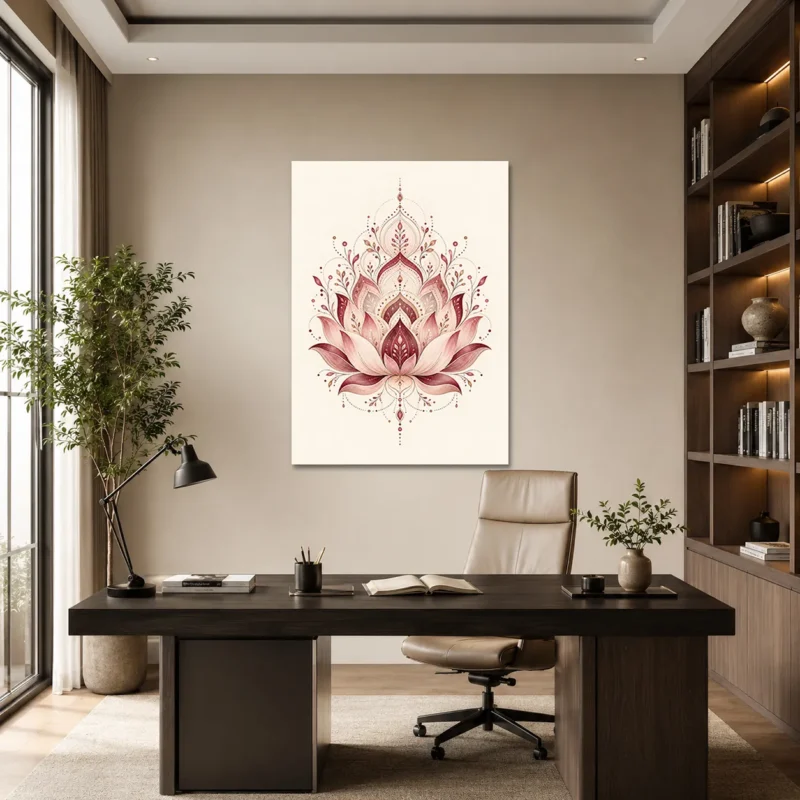 Pembe Lotus Mandala Kanvas Tablo - ürün görseli 1
