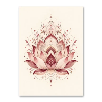 Pembe Lotus Mandala Kanvas Tablo