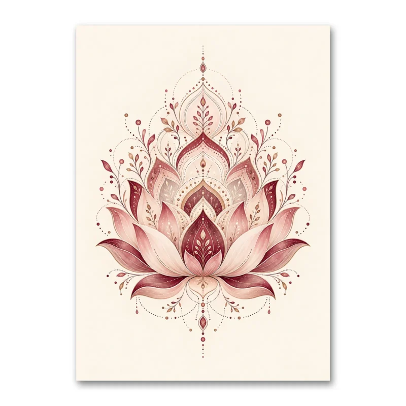 Pembe Lotus Mandala Kanvas Tablo