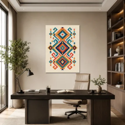 Renkli Anadolu Kilim Motifleri Kanvas Tablo - ürün görseli 1