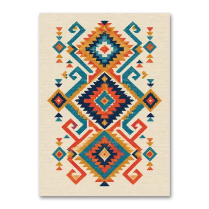 Renkli Anadolu Kilim Motifleri Kanvas Tablo