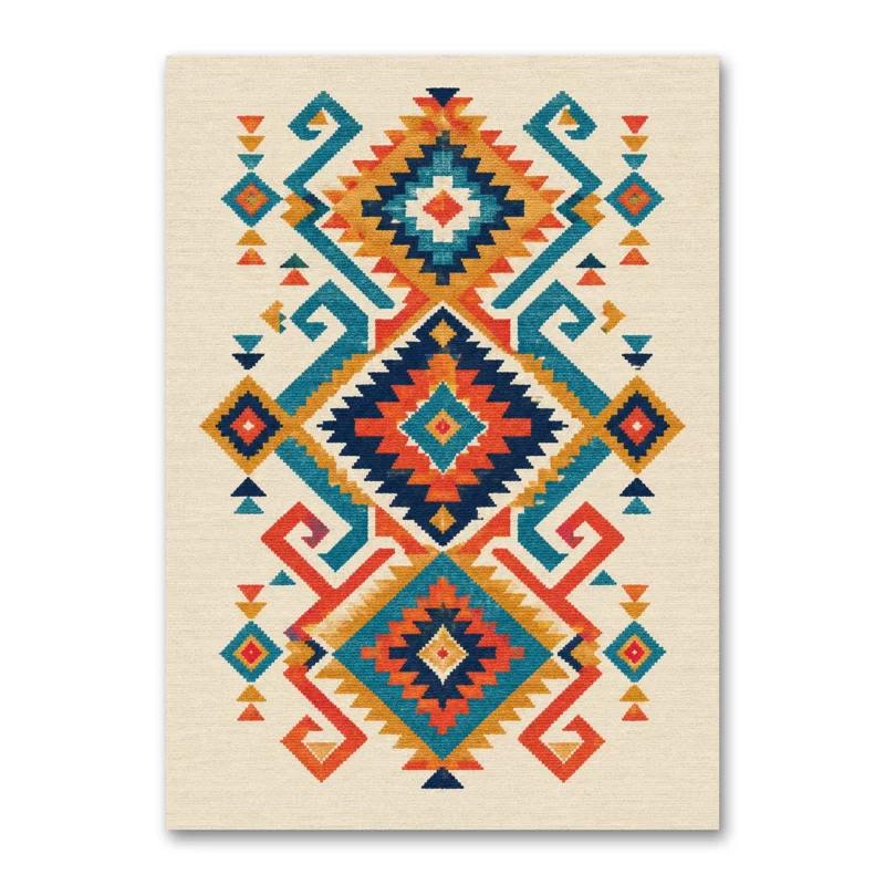 Renkli Anadolu Kilim Motifleri Kanvas Tablo