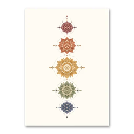 Renkli Dikey Mandala Totemi Kanvas Tablo