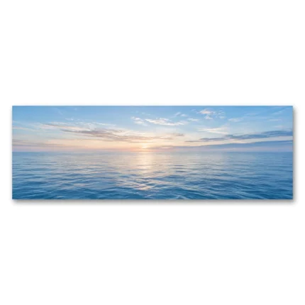 Sakin Deniz Ufku Gün Batımı Panoramik Kanvas Tablo