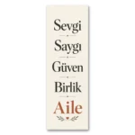 Sevgi Saygı Güven Birlik Aile Kanvas Tablo
