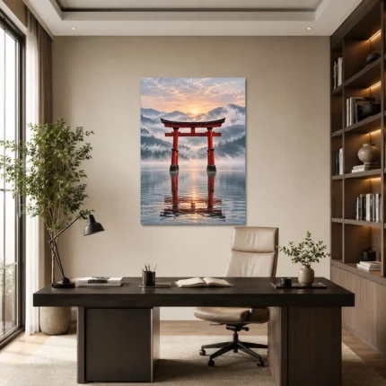 Sisli Dağlarda Japon Torii Kapısı Kanvas Tablo - ürün görseli 1