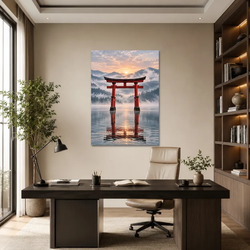 Sisli Dağlarda Japon Torii Kapısı Kanvas Tablo - ürün görseli 1