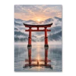 Sisli Dağlarda Japon Torii Kapısı Kanvas Tablo
