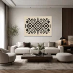 Siyah Beyaz Anadolu Kilim Motifleri Kanvas Tablo - ürün görseli 2