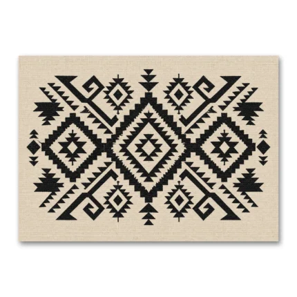 Siyah Beyaz Anadolu Kilim Motifleri Kanvas Tablo