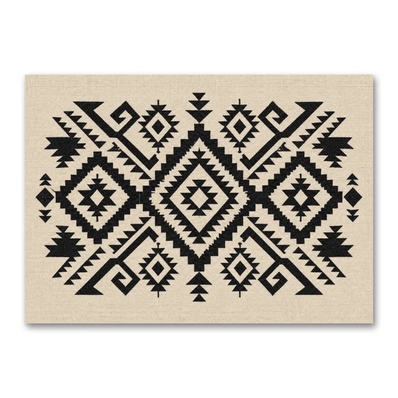 Siyah Beyaz Anadolu Kilim Motifleri Kanvas Tablo