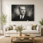 Siyah Beyaz Atatürk Portresi Kanvas Tablo – 10 Kasım Anma - ürün görseli 1