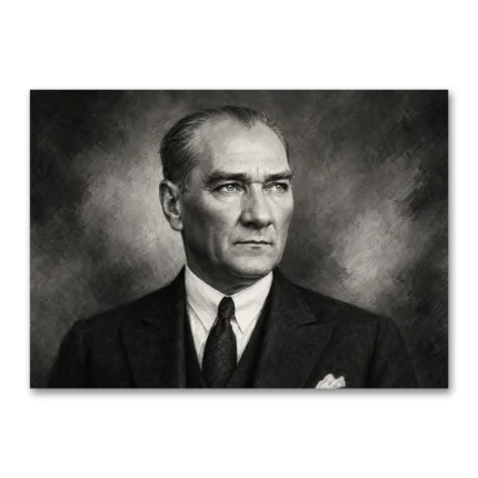 Siyah Beyaz Atatürk Portresi Kanvas Tablo – 10 Kasım Anma