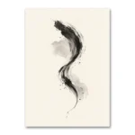 Siyah Fırça Akışı Minimal Japandi Kanvas Tablo