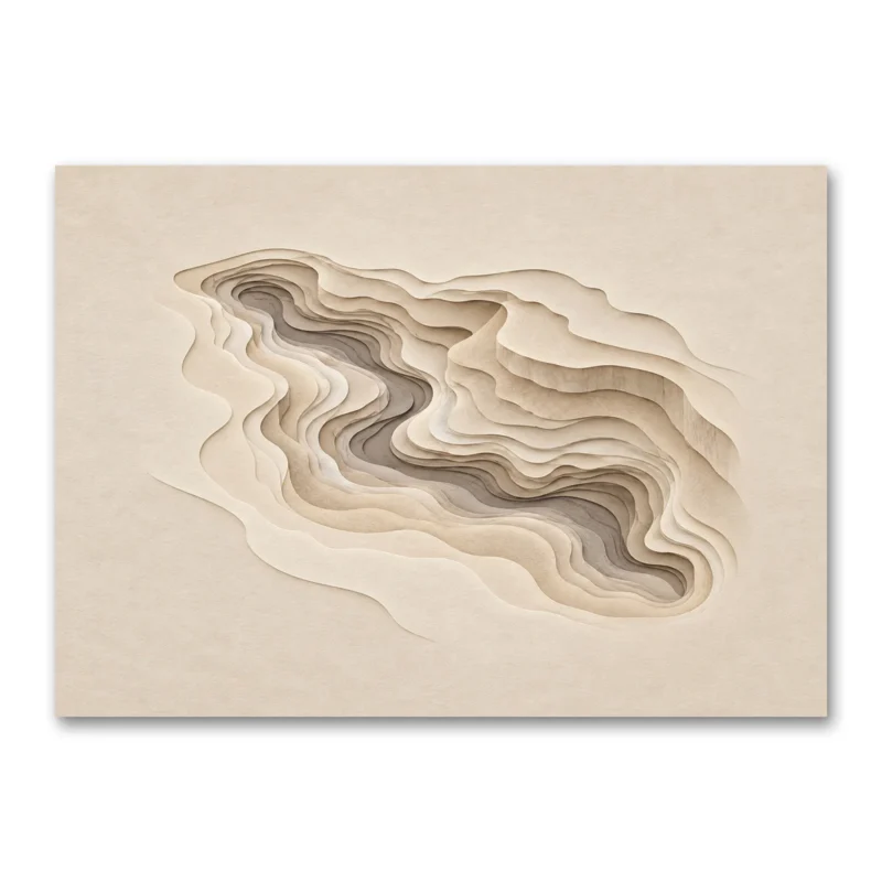 Topografik Katmanlar 3D Kanvas Tablo