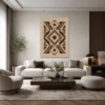 Toprak Tonlu Modern Geometrik Kilim Deseni Kanvas Tablo - ürün görseli 2