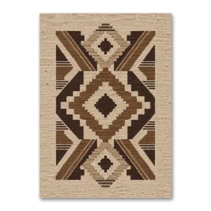 Toprak Tonlu Modern Geometrik Kilim Deseni Kanvas Tablo