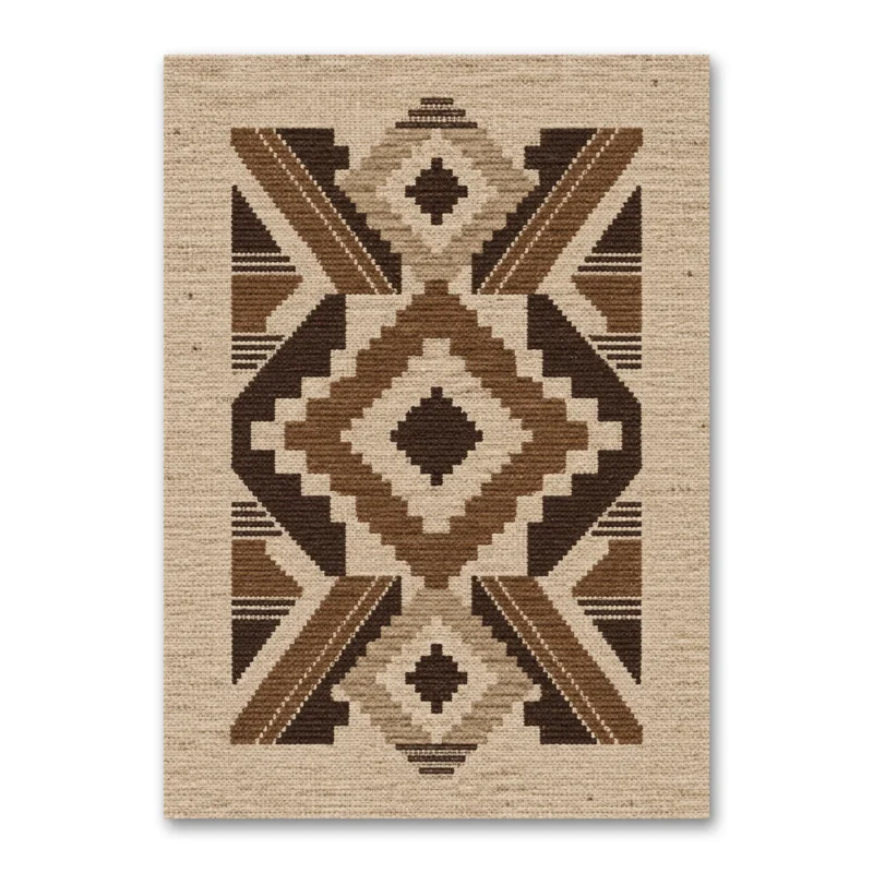 Toprak Tonlu Modern Geometrik Kilim Deseni Kanvas Tablo
