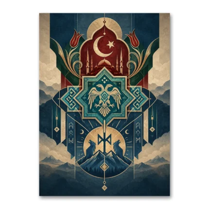 Türk Tarihi Motifleri ve Selçuklu Sembolleri Kanvas Tablo