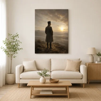 Ufka Bakan Atatürk 10 Kasım Anma Kanvas Tablo - ürün görseli 1