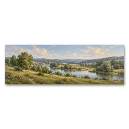 Vadiden Geçen Nehir Panoramik Kanvas Tablo