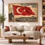 Vintage İstanbul ve Türk Bayrağı Kanvas Tablo - ürün görseli 1