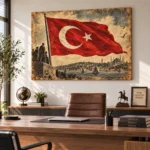 Vintage İstanbul ve Türk Bayrağı Kanvas Tablo - ürün görseli 2