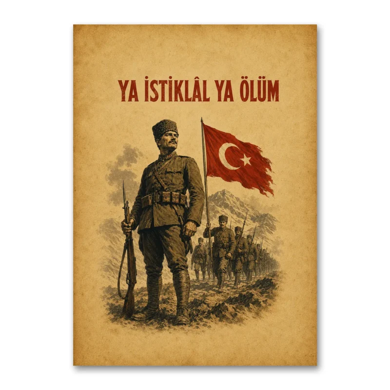 Ya İstiklâl Ya Ölüm – Millî Mücadele Askerleri Kanvas Tablo