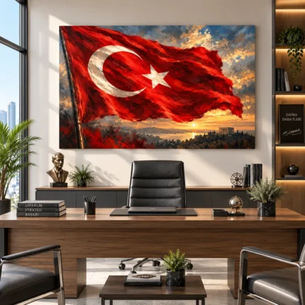 Yağlı Boya Türk Bayrağı ve Anıtkabir Kanvas Tablo - ürün görseli 1