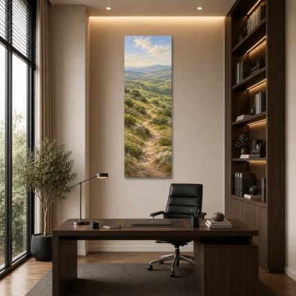 Yamaçtan Aşağı İnen Patika Dikey Panoramik Kanvas Tablo - ürün görseli 1