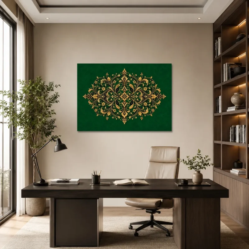 Zümrüt Arabesk Saray Deseni Kanvas Tablo - ürün görseli 1