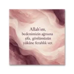 Ağrıya Şifa Gönle Ferahlık Duası – Gül Kurusu Soyut Kare Kanvas Tablo