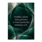 Ailemi Nazardan Koru Duası Zümrüt Yeşili Kanvas Tablo