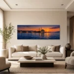 Boğaz ve Cami Silueti Panoramik Kanvas Tablo - ürün görseli 2